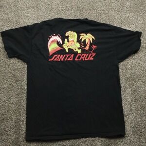 Santa‎ Cruz T-Shirt Men's Large Black Screaming Alien Graphic Skater Tee